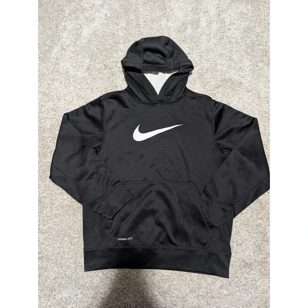 Nike Therma Fit Hoodie‎ Black Pullover Long Sleeve Kids Size L